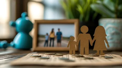 Figurines famille et pièces de monnaie - pension alimentaire Toulouse