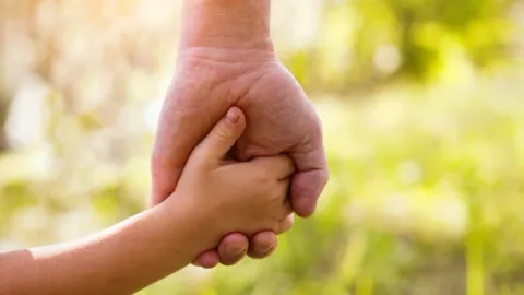 Adulte et enfant se tenant la main - garde d'enfants à Toulouse